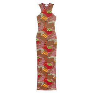 Pucci Giardino Checkered Jacquard Maxi Dress